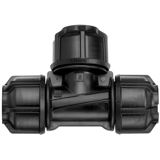 Philmac 25mm Poly Pipe Tee - Polypropylene - Compact - PN16 Rated - Auzzistore