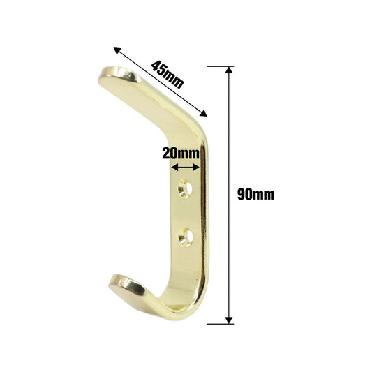 Adoored Brushed Brass Nuvo Deco Hook - 25mm x 80mm x 50mm - Durable Design – view 2