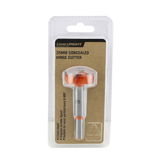Craftright 35mm Concealed Hinge Cutter - Steel - 9.5mm Shank - Durable - Auzzistore