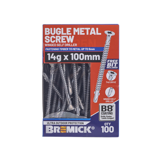 Bremick Metal Bugle Screw 14g x 100 - T40 - B8 Coating - 5mm Fastening – view 2 - Auzzistore