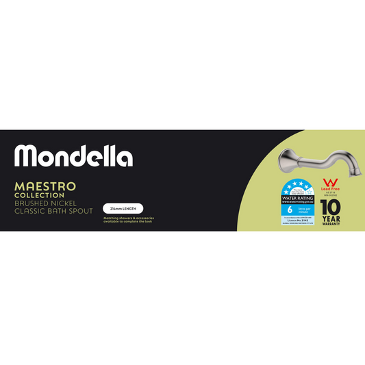 Mondella Brushed Nickel Maestro Classic Bath Spout - 214mm - Lead-Free Brass – view 2