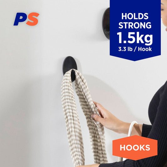 Permastik Large Black Vogue Hooks 3 Pack - 60mm x 100mm - Holds 1.5kg – view 2