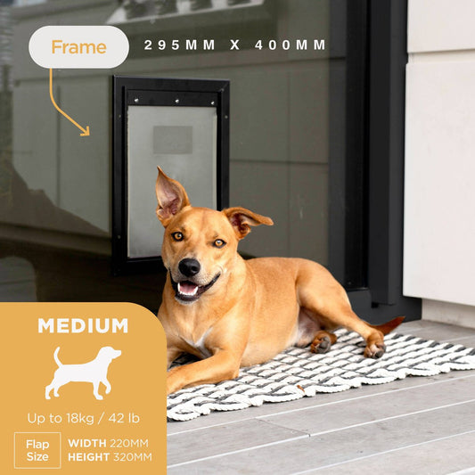 Hakuna Pets Pet Door - Medium 225mm x 305mm - Aluminium - Lockable – view 2 - Auzzistore