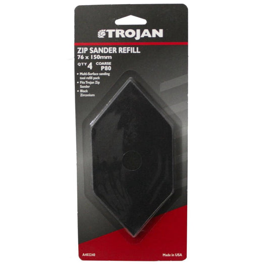 Trojan Zip Sander - 80g - Black Zirconium - Multi-Surface Refill 4 Pack - Auzzistore
