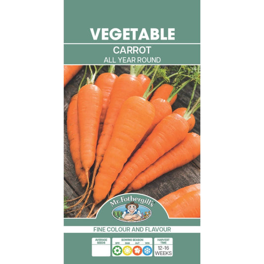 Mr Fothergill Carrot Seeds - All Year Round - 1500 Seeds - Rich Flavour - Auzzistore