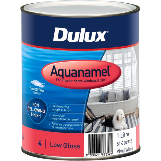 Dulux Vivid White Low Gloss Enamel Paint 1L Water-Based Durable Finish