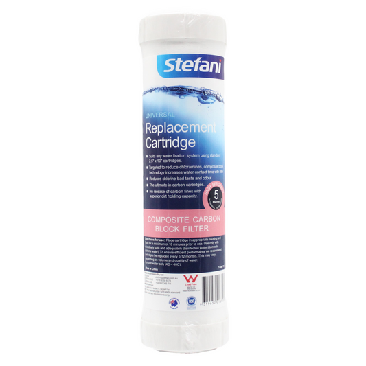 Stefani 5 Micron Composite Carbon Block Filter - 2.5” x 10” - Reduces Chlorine - Auzzistore