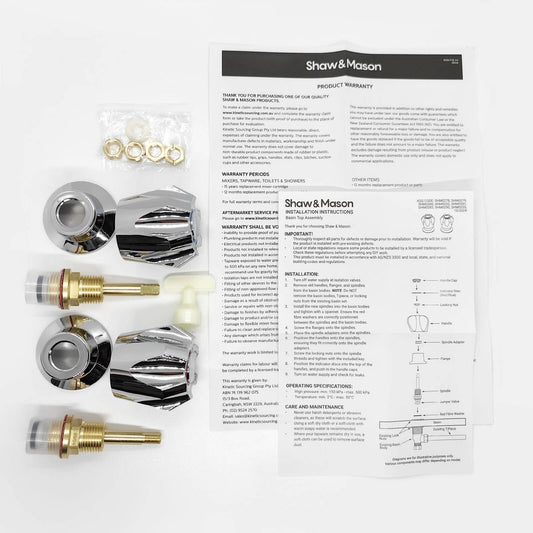 Shaw Mason Chrome Basin Top Assembly Pair - 130mm x 120mm - Easy Install – view 2 - Auzzistore