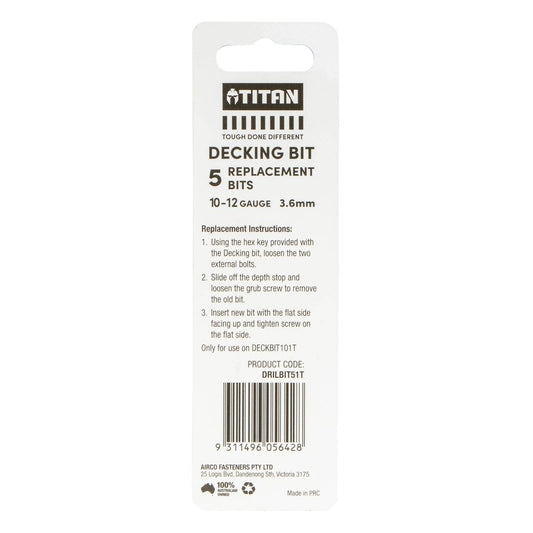 Titan 10G Replacement Drill Bits Pack 5 - Steel - 45mm x 145mm - Durable – view 2 - Auzzistore