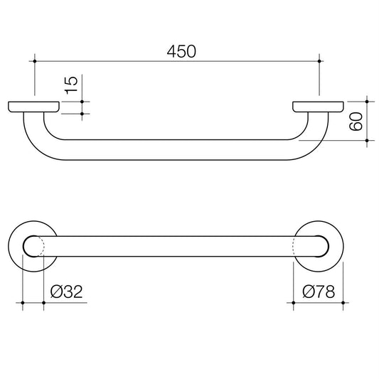 Caroma 450mm Chrome Grab Rail - Stainless Steel - Support - Durable – view 2