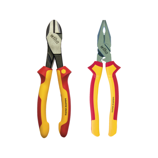 Wiha 2 Piece Plier Set 1000V Insulated 220mm Combination & 200mm Cutter