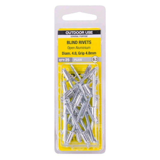 Otter Open Aluminium Blind Rivets 8 x 4 8mm 25 Pack Lightweight Durable - Auzzistore