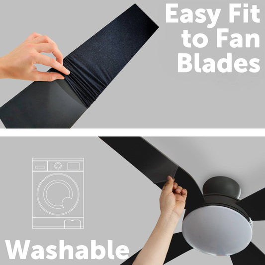 Arlec Ceiling Fan Sleeve 4 Pack - 120mm x 540mm - Black - Washable – view 2 - Auzzistore