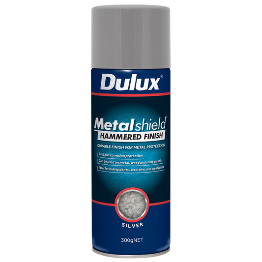 Dulux Metalshield Spray Paint Silver 300g Hammered Finish Durable