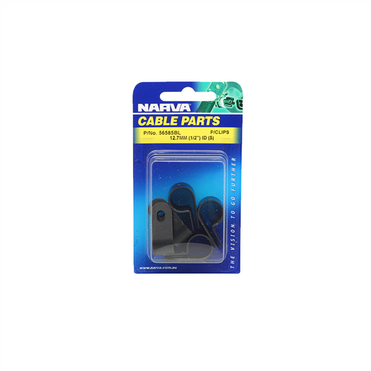Narva Nylon Cable Clamps 12.7mm UV Weather Resistant Black P Clips 5 Pack