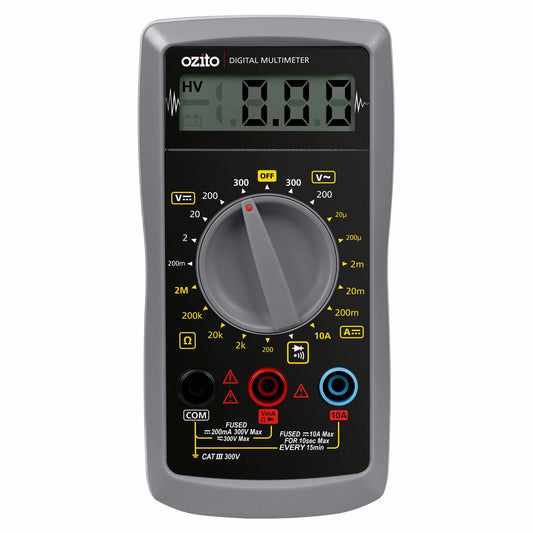 Ozito Digital Multimeter - 300V 10A - Plastic - Troubleshooting Tool – view 2