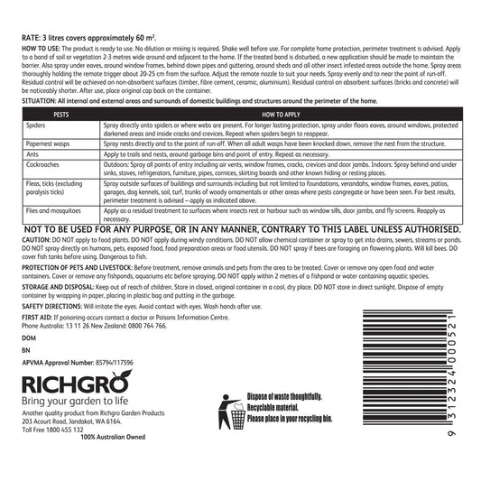 Richgro Indoor Outdoor Surface Spray - 3L - Liquid - Clear - 60m² Coverage – view 2 - Auzzistore