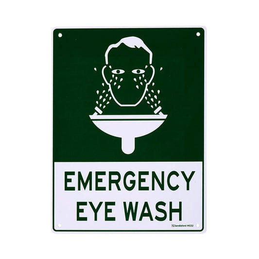 Sandleford Emergency Eye Wash Sign 300 x 225mm Polypropylene White/Green - Auzzistore