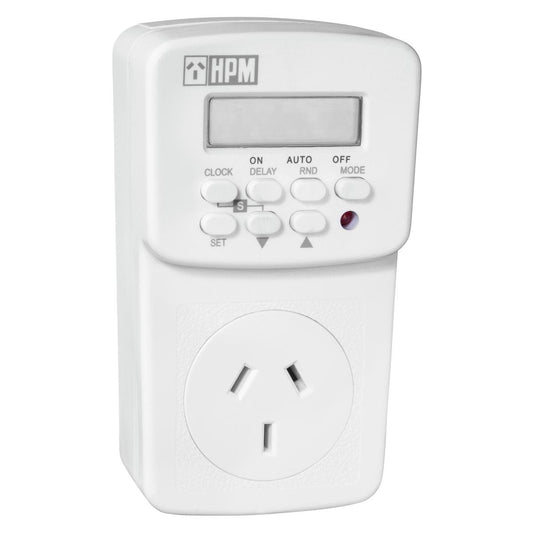 Hpm 7 Day Digital Timer - 10A Plastic - Programmable - Quiet Operation - Auzzistore