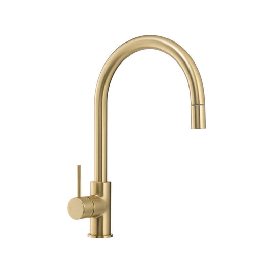 Mondella 35mm Brushed Gold Pull Out Sink Mixer - Lead-Free Brass - 360° Swivel - Auzzistore