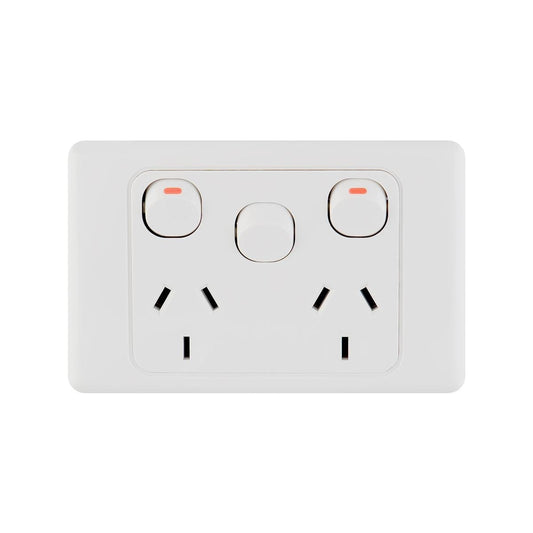 Deta Double Power Point - 2 Outlets - Polycarbonate - Extra Switch - Auzzistore