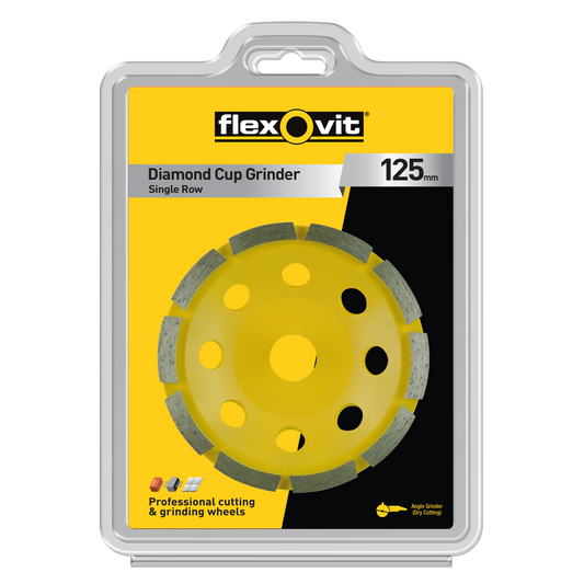 Flexovit Diamond Cup Grinder 125mm - Diamond - Durable - Fast Removal - Auzzistore