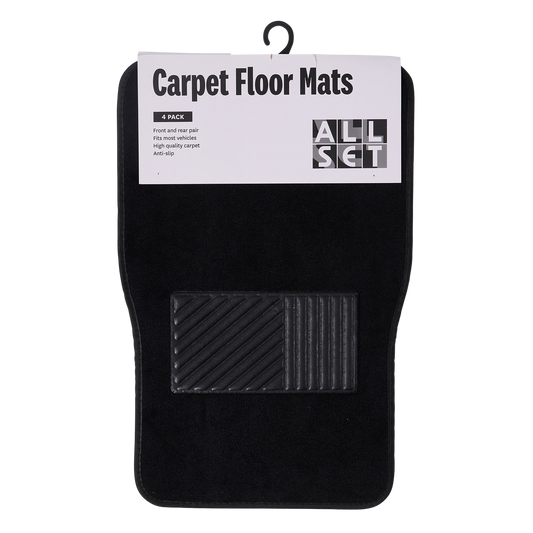All Set Carpet Floor Mat 4 Pack - Vehicle Protection - 650mm x 435mm - Anti-Slip