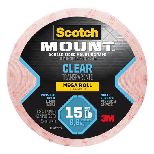 Scotch Mount Clear Double-Sided Mounting Tape 54 x 1143 cm VHB Adhesive
