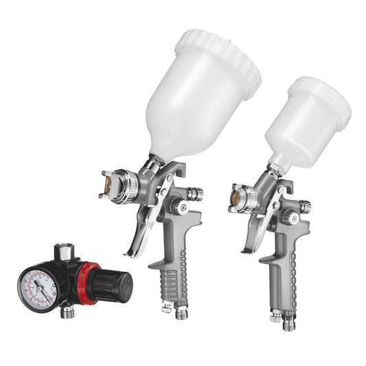 Ozito 3 Piece Gravity Feed Air Spray Gun Kit 1.4mm Metal Efficient Finish - Auzzistore