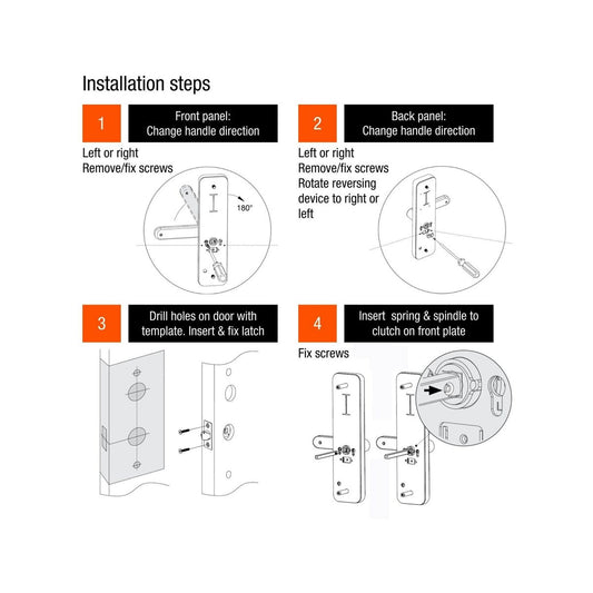 Lemaar Black Rectangle Latch Smart Lock - 5 Entry Functions - 67mm x 270mm – view 3 - Auzzistore