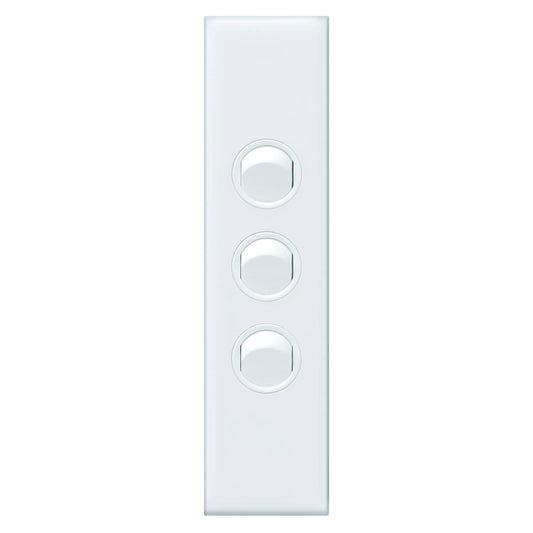 Hpm Vivo 3 Gang Architrave Switch - 10AX - Plastic - Easy Installation - Auzzistore