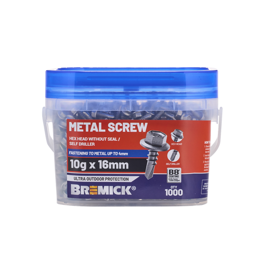 Bremick Metal Hex Screw 10g x 16mm - B8 Coating - 1000 Box - Fine Thread – view 2 - Auzzistore
