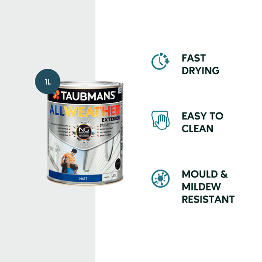 Taubmans 1L White Matt All Weather Exterior Paint - Water Based - Mould Resistant – view 2 - Auzzistore