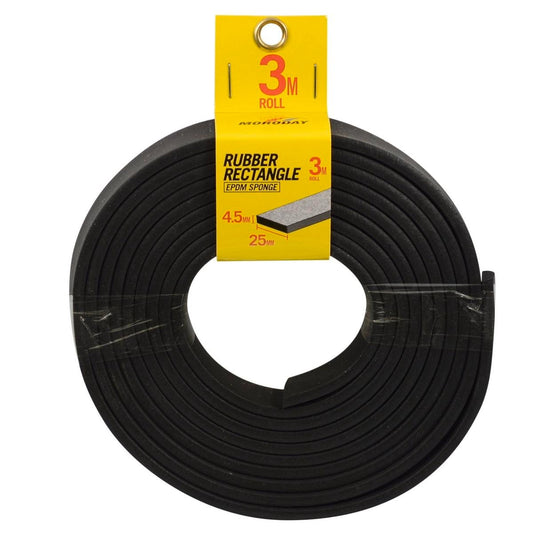 Moroday Rubber 4.5mm x 25mm x 3m Rectangle Black EPDM Sponge Durable - Auzzistore
