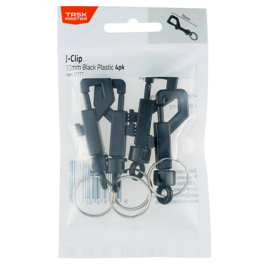 Taskmaster J Clip 70mm Black - 4 Pack - Lightweight - Secure Attachment – view 2