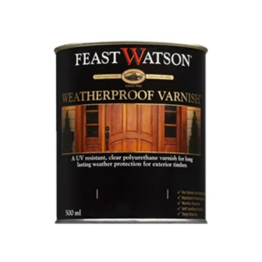 Feast Watson Weatherproof Varnish - 500ml - Clear - Solvent Based - UV Resistant - Auzzistore
