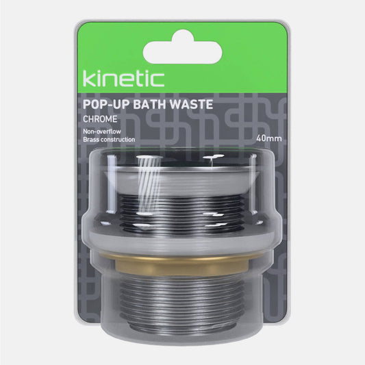 Kinetic 40mm Chrome Non Overflow Pop Up Bath Waste - Lead Free Brass - Durable – view 2 - Auzzistore