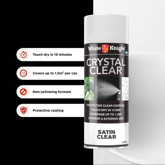 White Knight Acrylic Spray Paint - 310g - Clear Satin - Quick Drying – view 2 - Auzzistore