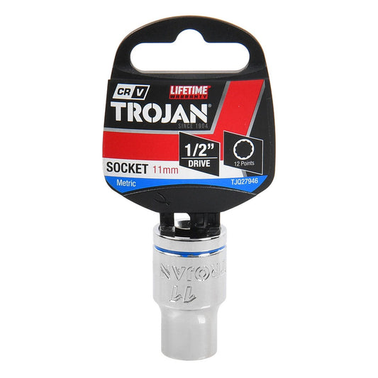 Trojan 11mm Socket 1/2" Drive - Chrome Vanadium - Durable - 12-Point Design – view 2 - Auzzistore
