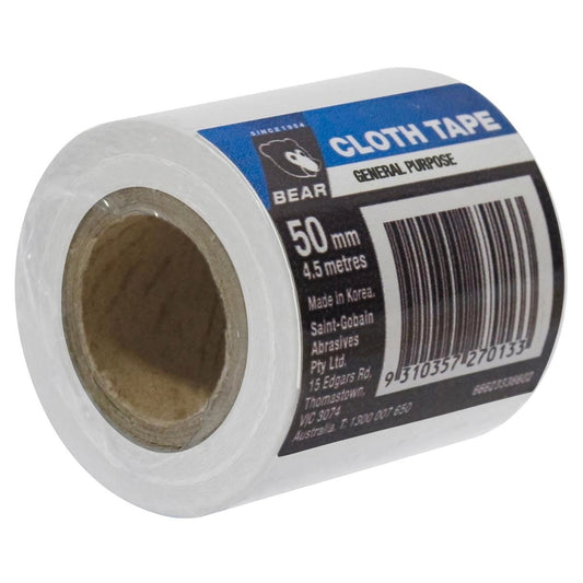 Norton Bear General Purpose Cloth Tape 50mm x 4.5m White Strong Adhesive