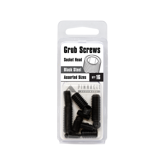 Pinnacle Grub Screw Set - 3/16" to 3/8" - Metal - Black Finish - 16 Pack – view 2 - Auzzistore