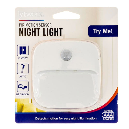 Lytworx White Square PIR Sensor Light - 80mm x 65mm x 10mm - Battery Operated - Auzzistore