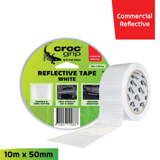 Croc Grip White Reflective Safety Tape - 10m x 50mm - Durable - High Visibility – view 2 - Auzzistore