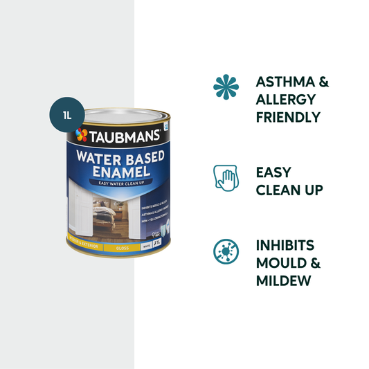 Taubmans 1L White Gloss Water Based Enamel Paint - Easy Clean-Up - Low Odour – view 2 - Auzzistore