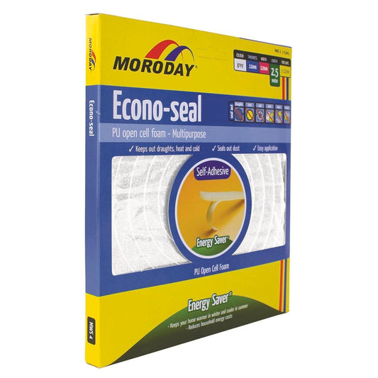 Moroday Econo Weatherseal Tape 12mm x 2500mm Open Cell Foam Seals Gaps - Auzzistore