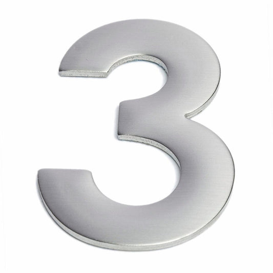 Sandleford Stainless Steel Self Adhesive House Number 3 - 75mm - Brushed