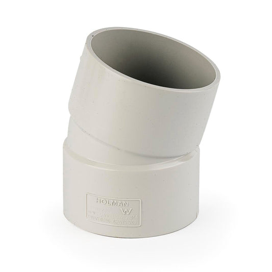 Holman 50mm PVC DWV Plain Bend - 15° Female & Female - Grey - Durable - Auzzistore