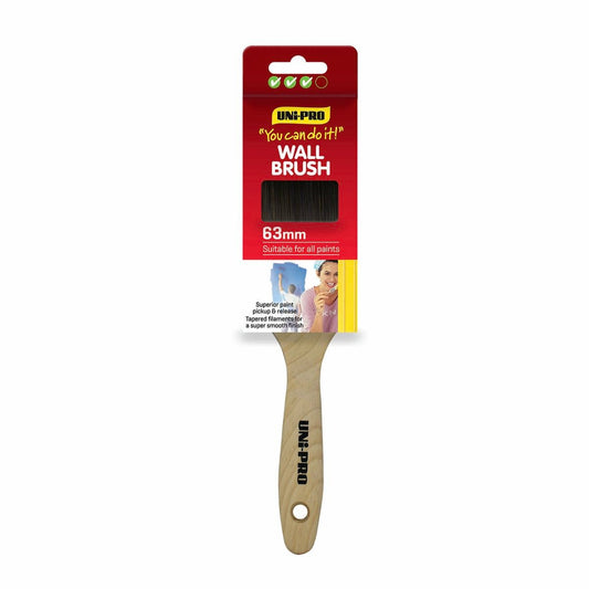 Uni Pro 63mm Synthetic Wall Paint Brush - Timber Handle - Smooth Finish - Auzzistore