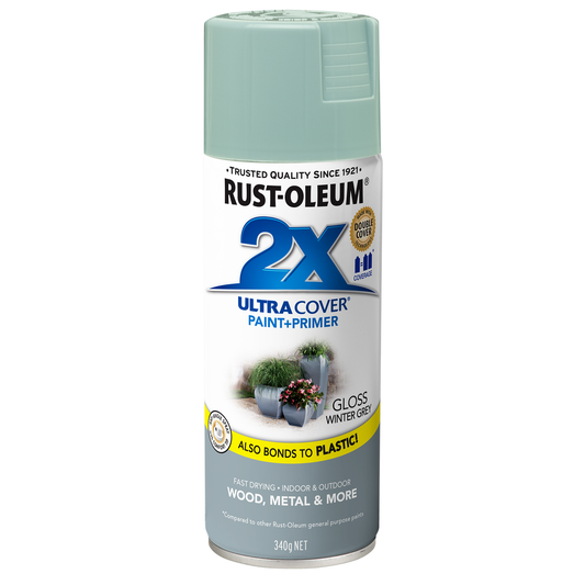 Rust-Oleum 340g Ultra Cover Gloss Winter Grey Spray Paint - Durable Finish - Auzzistore