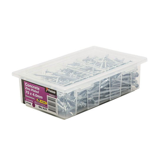Paslode Concrete Nails - 75mm x 4mm - Zinc Plated Steel - 237 Pack - Auzzistore